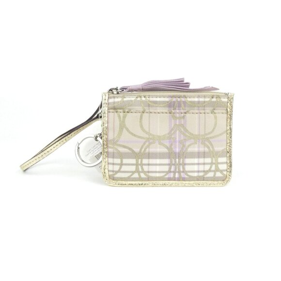 Coach Signature Gold Tartan Multicolor Skinny ID Wristlet NWT F46471 - Picture 1 of 4